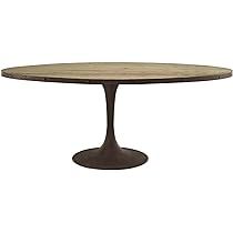 Modway Drive 78" Rustic Modern Farmhouse Pedestal Base Wood and Iron Oval Kitchen and Dining Room Ta | Amazon (US)