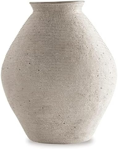 Signature Design by Ashley Hannela 12" Modern Distressed Polyresin Vase, Antique Tan | Amazon (US)