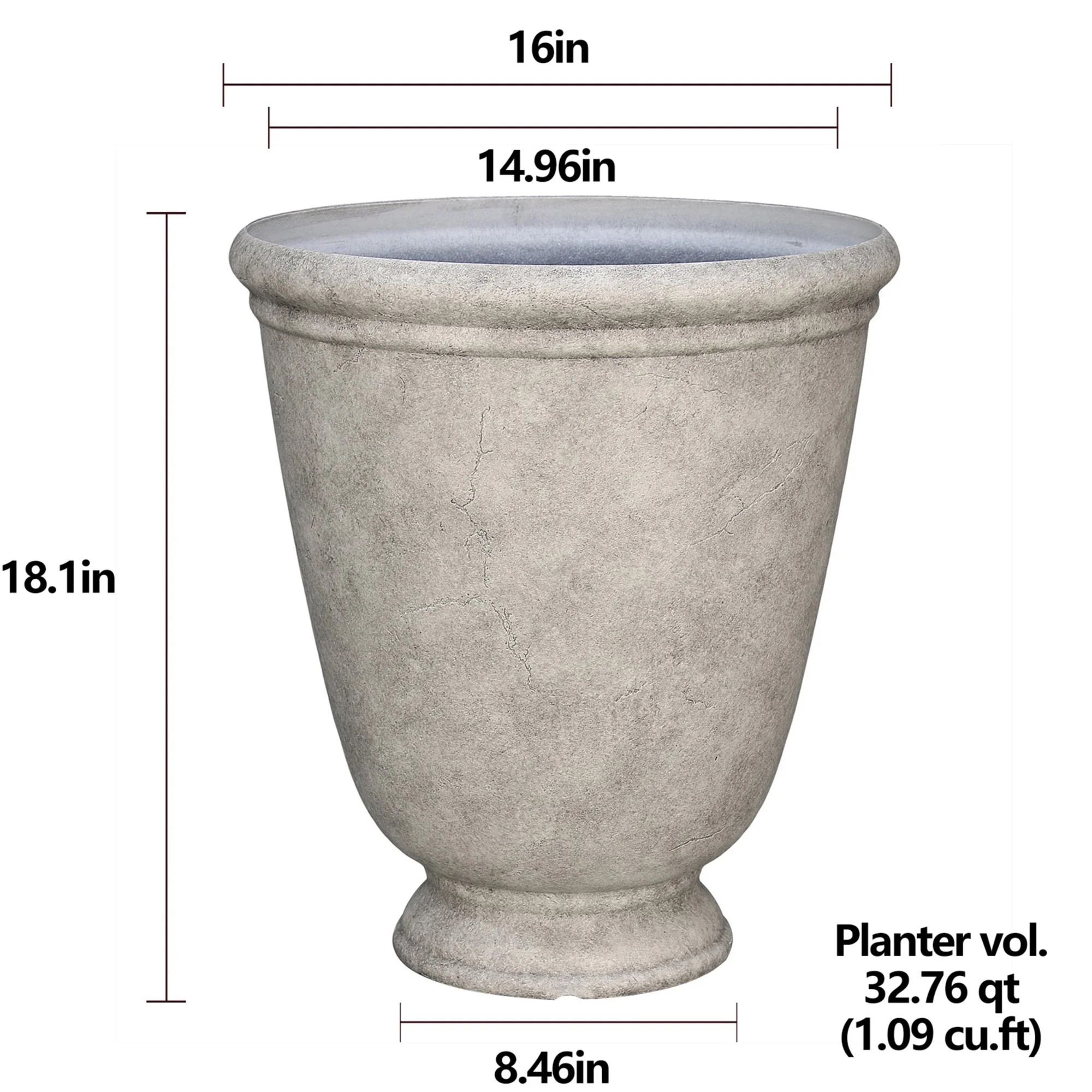 Better Homes & Gardens Ember Gray Recycled Resin Planter, 16in x 16in x 18.1in | Walmart (US)