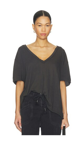 Free People Nina Tee V in Black. - size S | Revolve Clothing (Global)