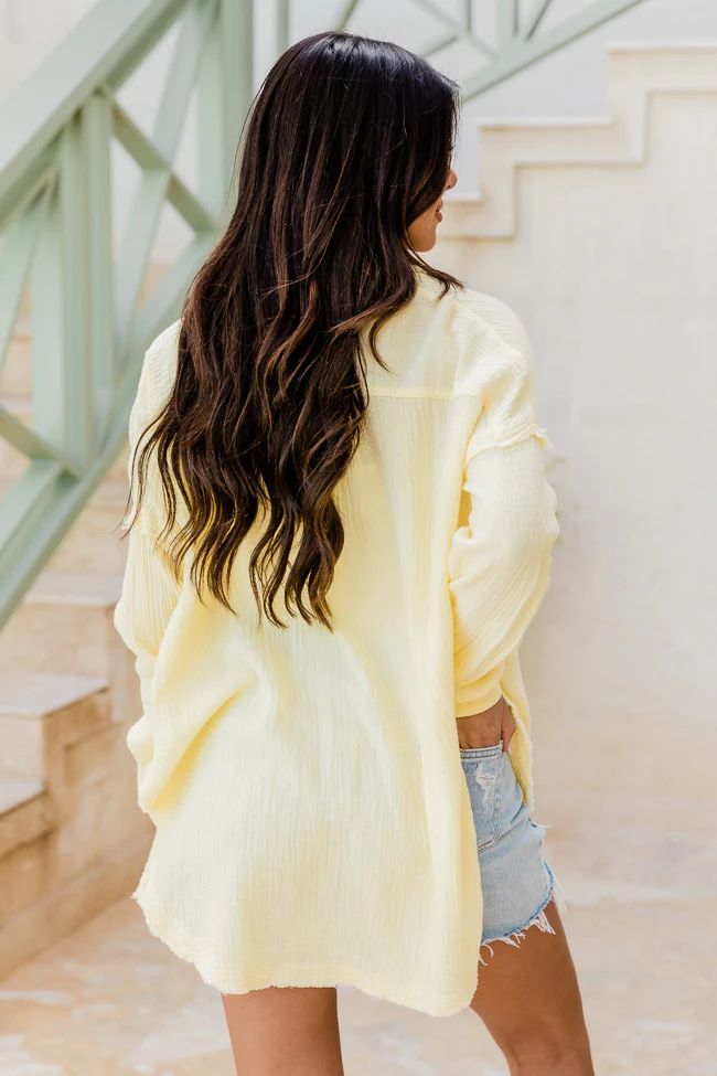 Let Me Adore You Yellow Button Front Gauze Blouse | Pink Lily