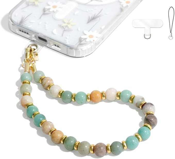 DALSTONE Authentic Gemstone Beaded Phone Wrist Strap, Detachable Phone Bracelet Strap with Tether... | Amazon (US)