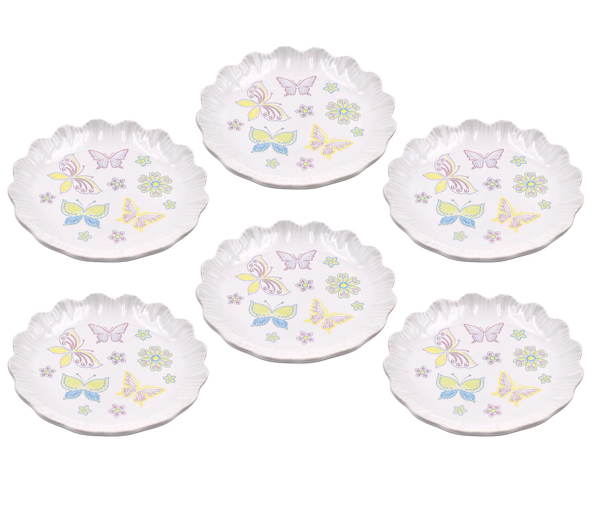 As Is Temp-tations Seasonal Set of (6) 7"" Fluted Plates | QVC