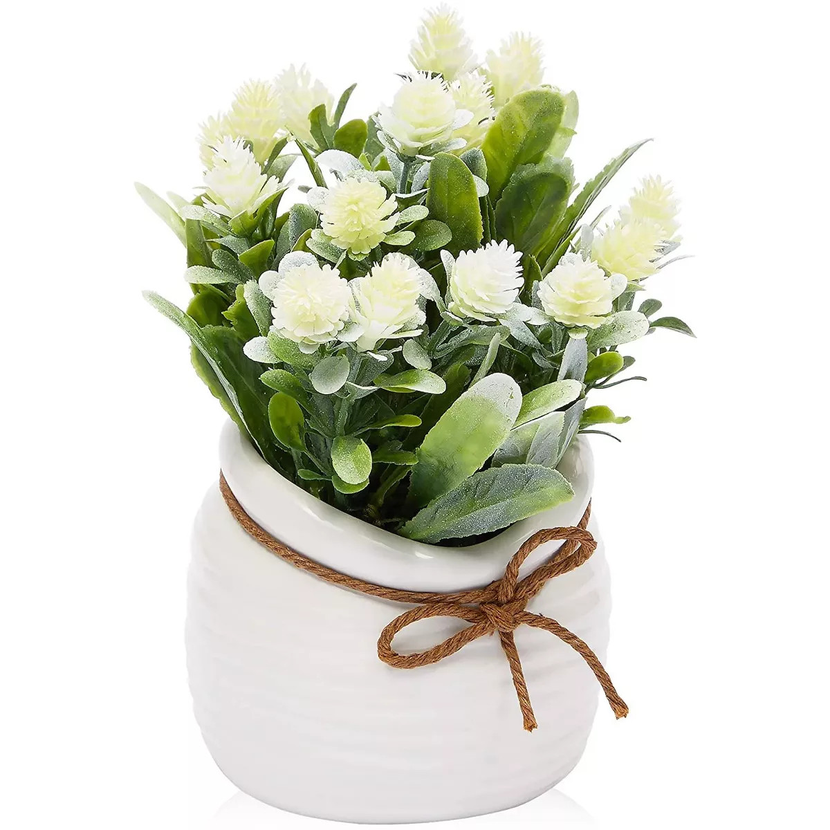 Juvale White Artificial Flowers with Vase, Flower Decorations for Bathroom, Fake Faux Plants with... | Target