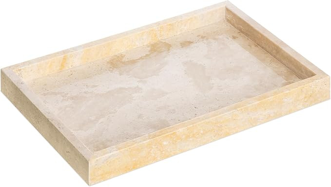 Navaris Travertine Decorative Tray - Durable Bathroom Organiser - Trays for Perfume, Jewellery, V... | Amazon (UK)