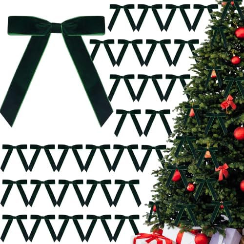 30 Pcs Christmas Velvet Wreath Bows, 5 x 7 Inch Vintage Velvet Ribbon Rustic Crafts Gift Bows for... | Amazon (US)
