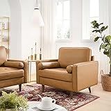 Modway Valour Leather Tufted Accent Armchair in Tan | Amazon (US)