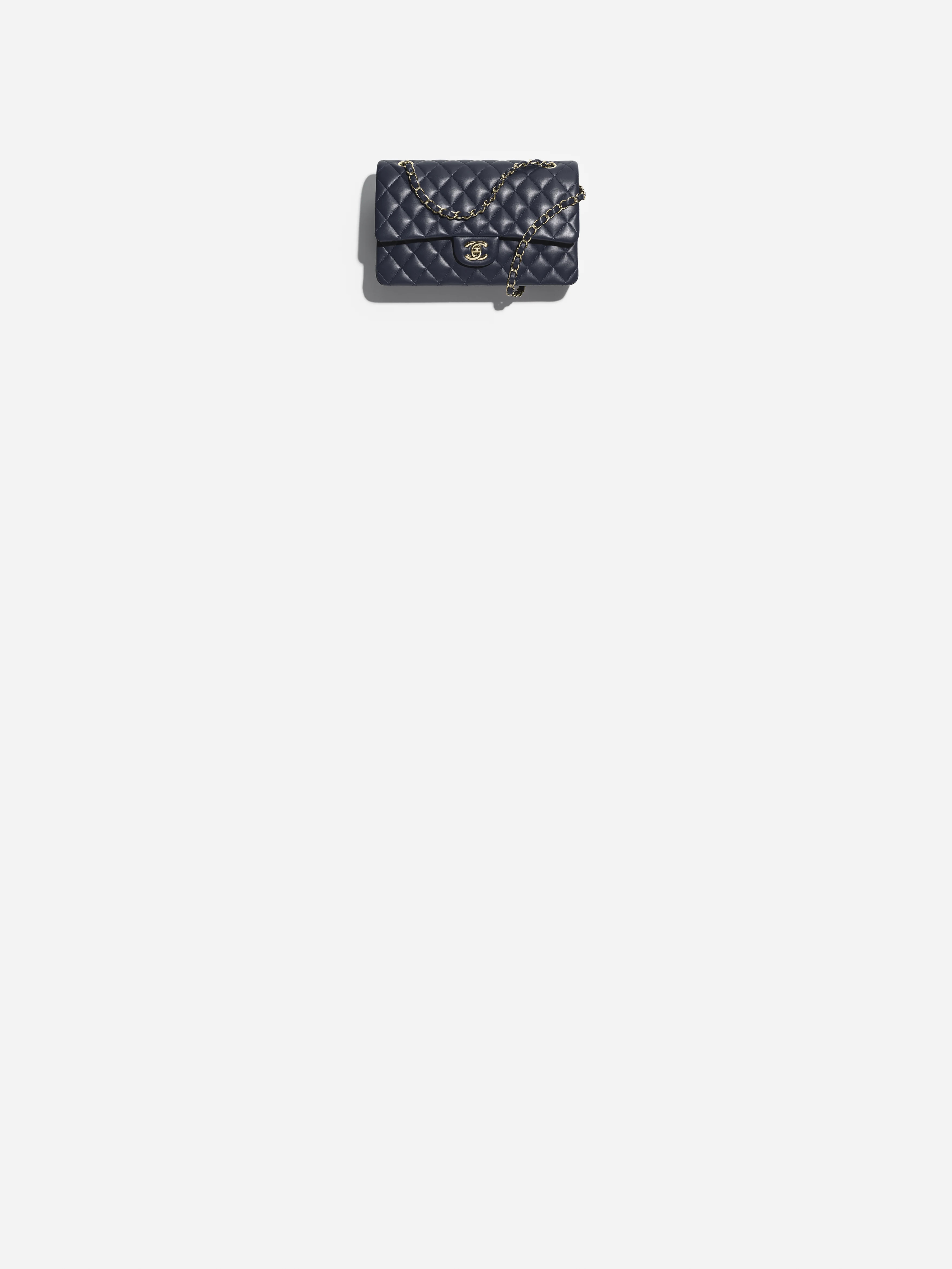 Classic 11.12 handbag, Lambskin & gold-tone metal, dark blue — Fashion | CHANEL | Chanel, Inc. (US)
