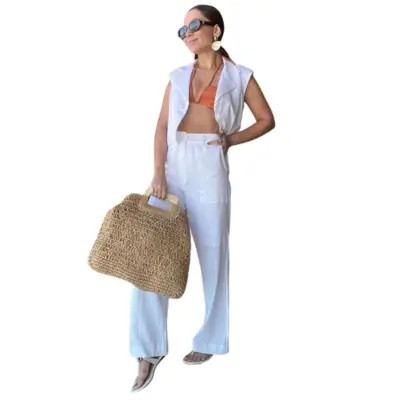 Bolsa de Palha Quadrada de Ombro Grande Viagem Praia Marrom | Dafiti (BR)