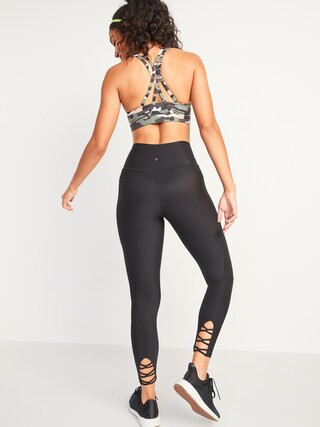 High-Waisted PowerSoft Lattice-Hem 7/8-Length Leggings for Women | Old Navy (US)