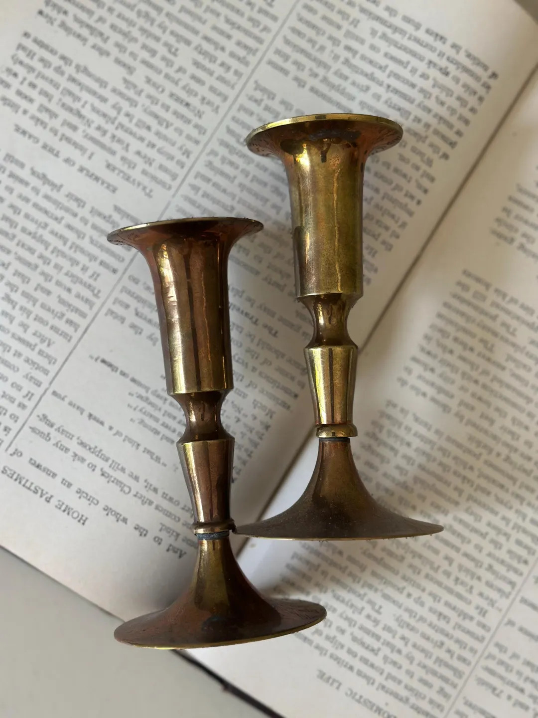 Pair of Vintage Brass Taper Candle Holders | Cottagecore Mantel Decor - Etsy | Etsy (US)