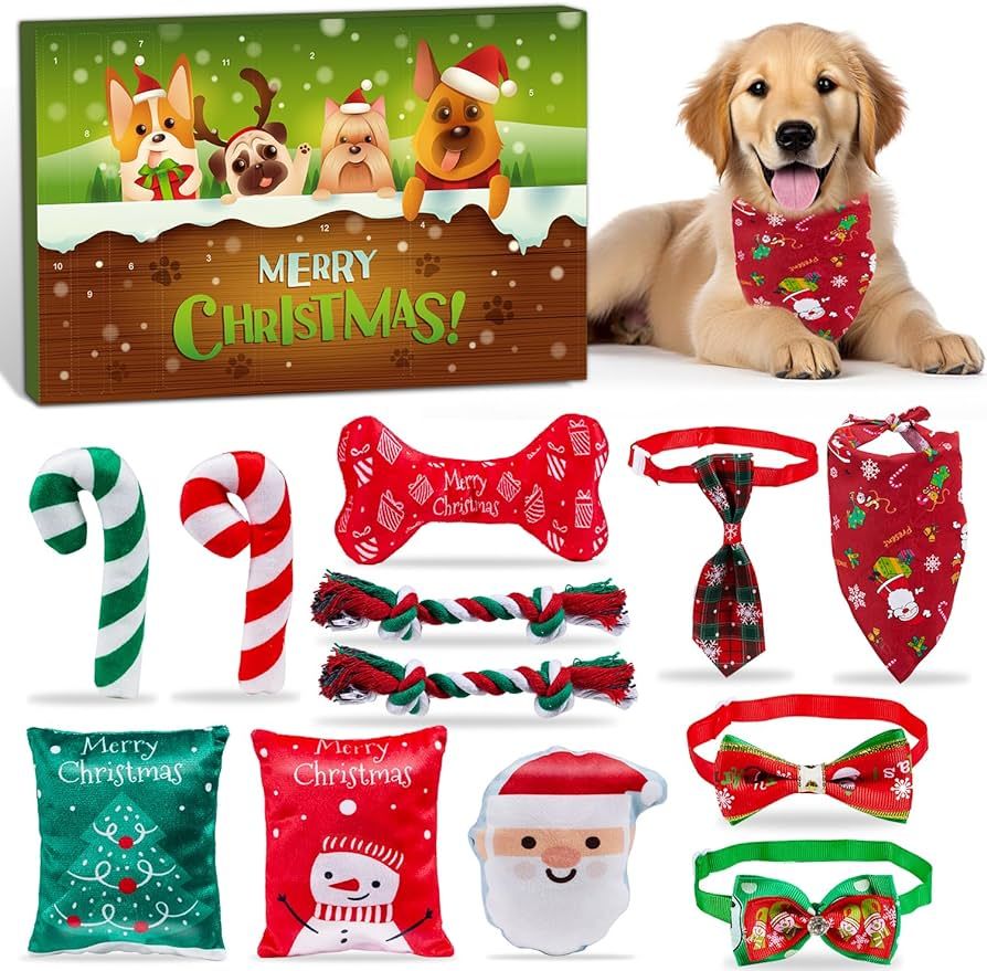 Dog Advent Calendar, 12 Day Countdown to Christmas Interactive Dog Toys Calendar with Dog Squeaky... | Amazon (US)