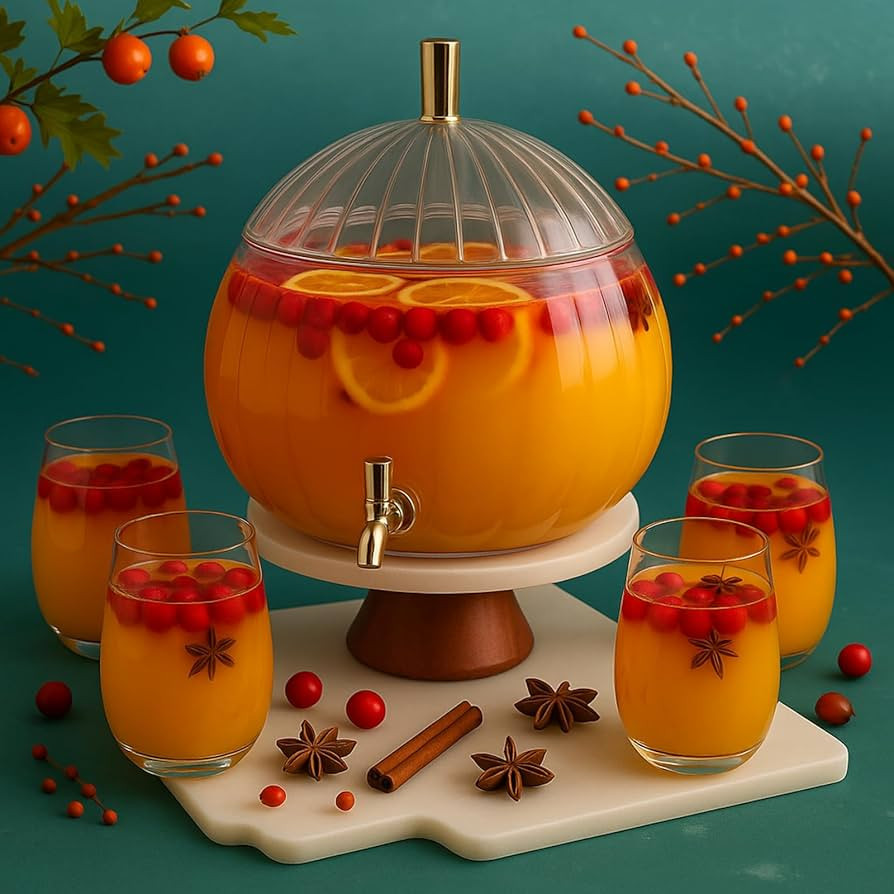 1.3 Gallon Thanksgiving Pumpkin Drink Dispenser with 4 Clear Plastic Cups Pumpkin Shaped Drink Di... | Amazon (US)