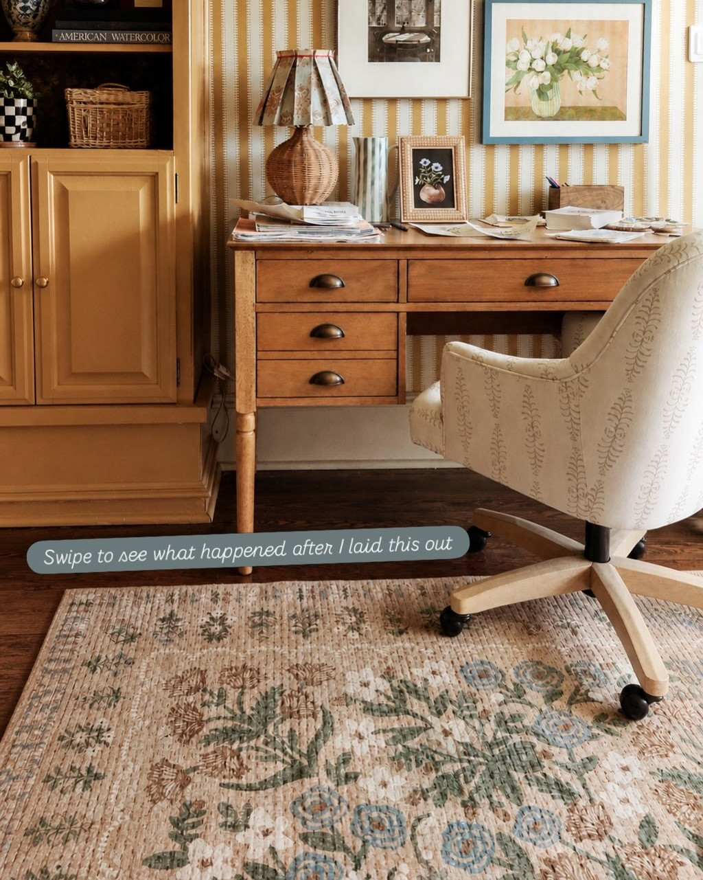 I kept looking at this room thinking… why does it feel like it’s missing something when it’s literally fine.

Turns out it just needed a little more pattern.

I added the Orchard rug from the Rifle Paper Co. x Loloi collection and that pretty much fixed it. The greens and vine detail feel a little vintage, a little layered, and it finally broke up all the “nice but safe” happening in here without me having to redo the whole space.

Also it’s washable, which is bold of me to trust considering this is where I paint and make questionable decisions with coffee nearby.

Anyway. Small change, big difference. Creative space feels like a creative space again.

Designed for joy… but realistically designed for people who will spill.

@loloirugs @riflepaperco