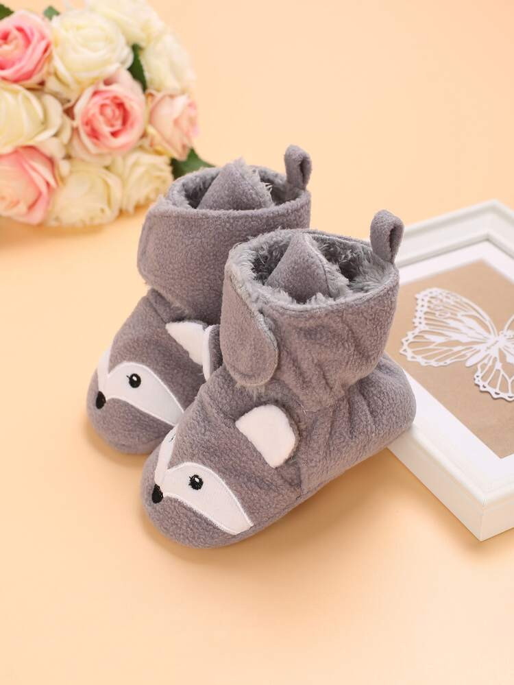 Baby Boys Cartoon Squirrel Detail Hook-and-loop Fastener Design Cute Boots Outdoor | SHEIN