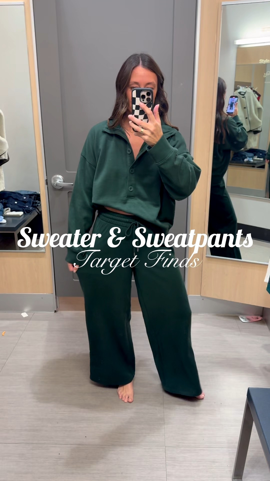 Looking 👀 for that perfect loungewear set that can also be an outfit you run errands or everyday casual outfit. 

This sweater and wide leg sweatpants from Target are so cute with the button down details, they are comfortable and cozy fit, and the style of these are perfect.👌🏼 I love this emerald green color is so cute, especially for the holidays. 

Throw on some sneakers, slides, or cozy slip on boots and you’re ready to go. 🚗

📏Im wearing a size medium top and small bottoms.

Weight 130lbs carry weight in midsection and booty. Height 5’5”. 

#LTKootd #LTKFindsUnder50 #LTKmomlife