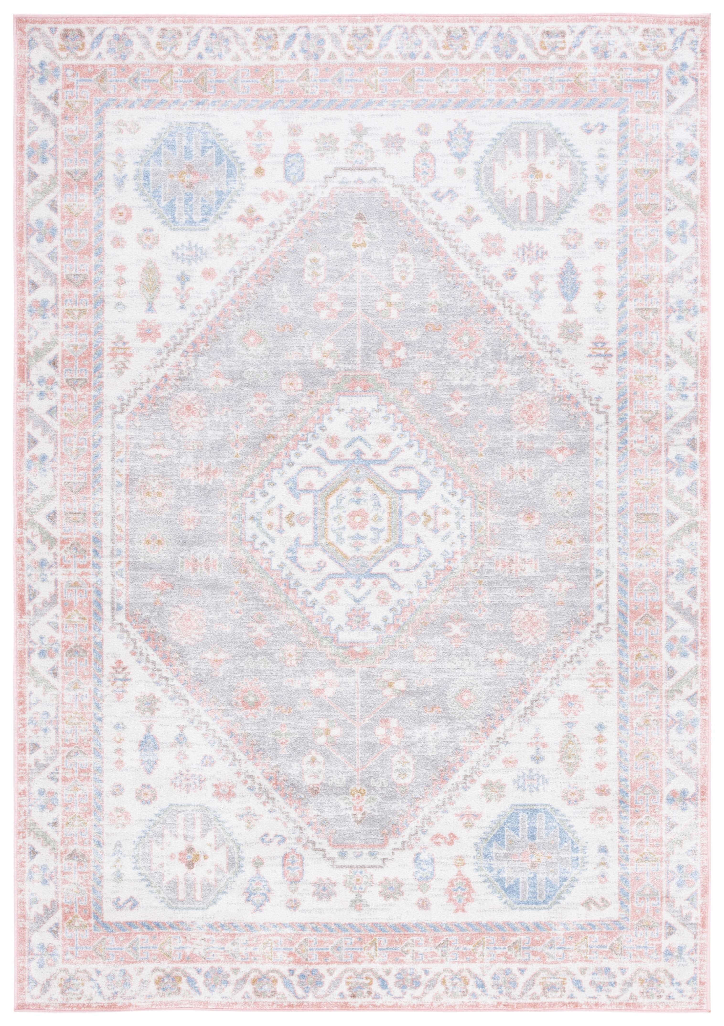 SAFAVIEH Bayside Sherwood Transitional Machine Washable Area Rug, 8' x 10', Ivory/Blue Pink | Walmart (US)