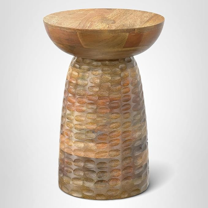 SIMPLIHOME Boyd End Table - 13" Wide x 18" High Solid Mango Wood Round Accent Table in Natural, H... | Amazon (US)