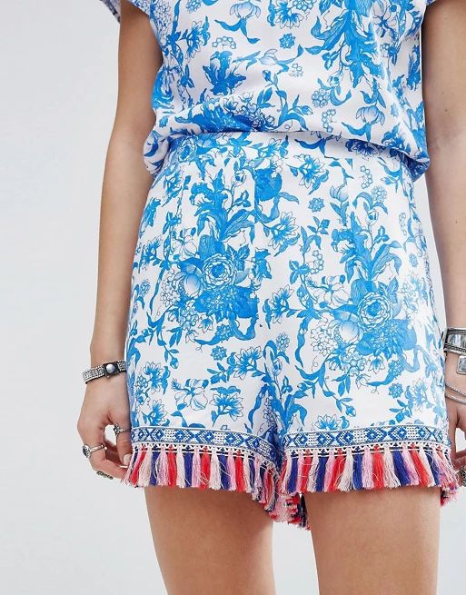 Glamorous Shorts In Floral Print With Tassel Trim Co-Ord | ASOS US