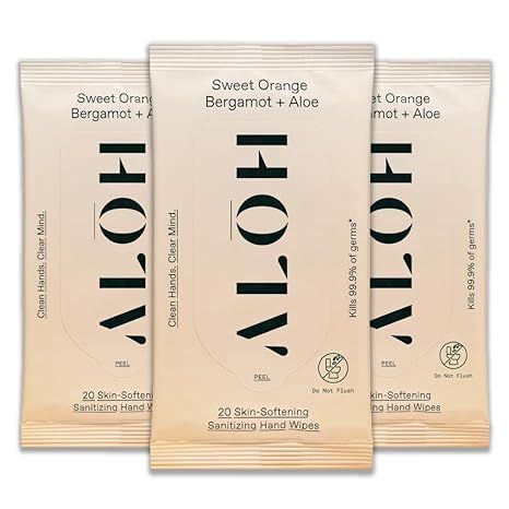 ALŌH Sweet Orange Bergamot + Aloe Sanitizing Hand Wipes - Clean Hands, Clear Mind - On The Go Ha... | Amazon (US)