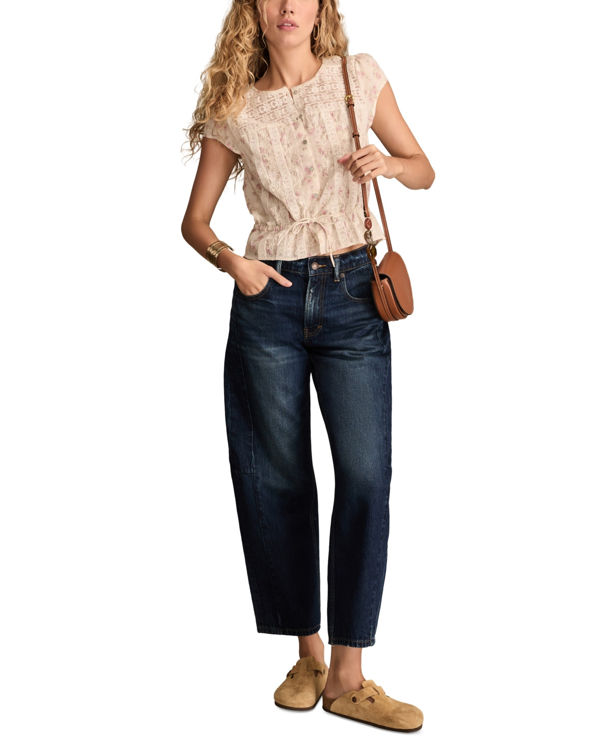 Lucky Brand Women's High-Rise Barrel-Leg Jeans - Dark Ink Wash | Macy's