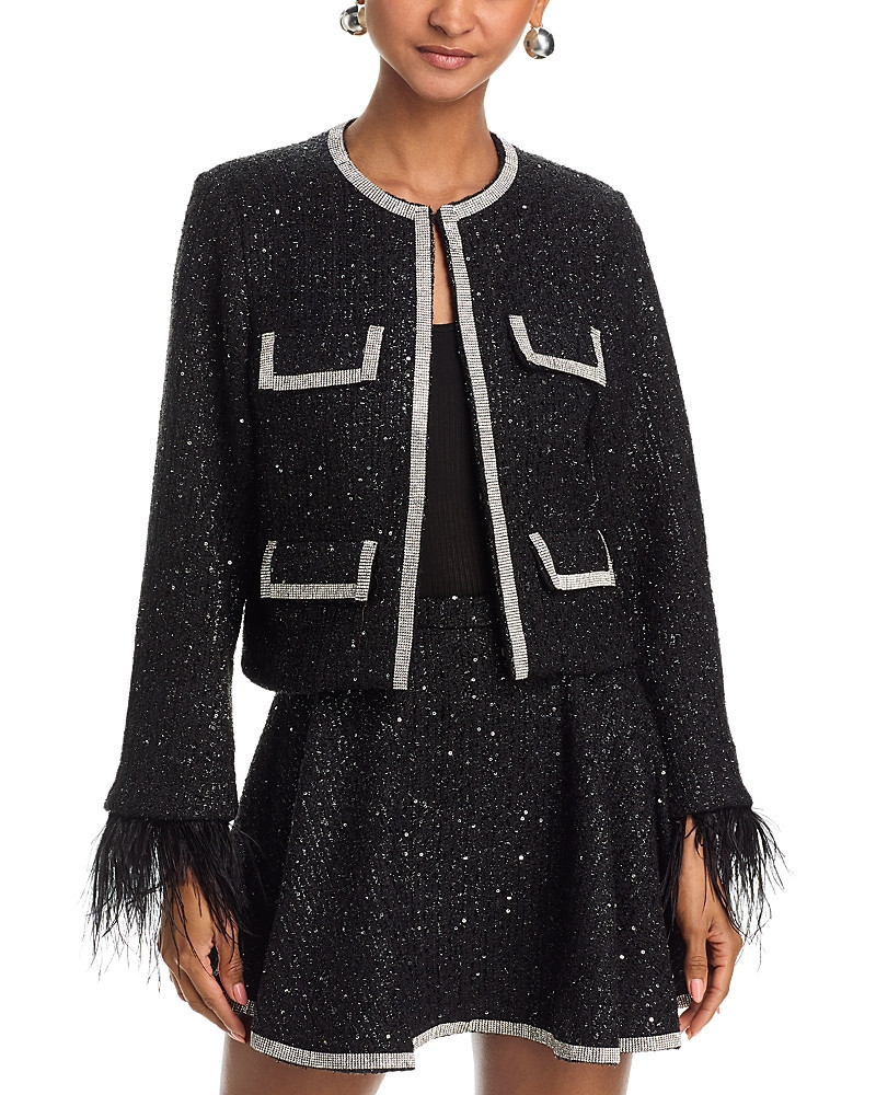 Aqua Rhinestone & Feather Tweed Jacket - Exclusive | Bloomingdale's (US)