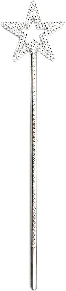 UOUYOO Silver 13 Inches Star Wand Princess Fairy Plating Silver Star Wands for Halloween | Amazon (US)