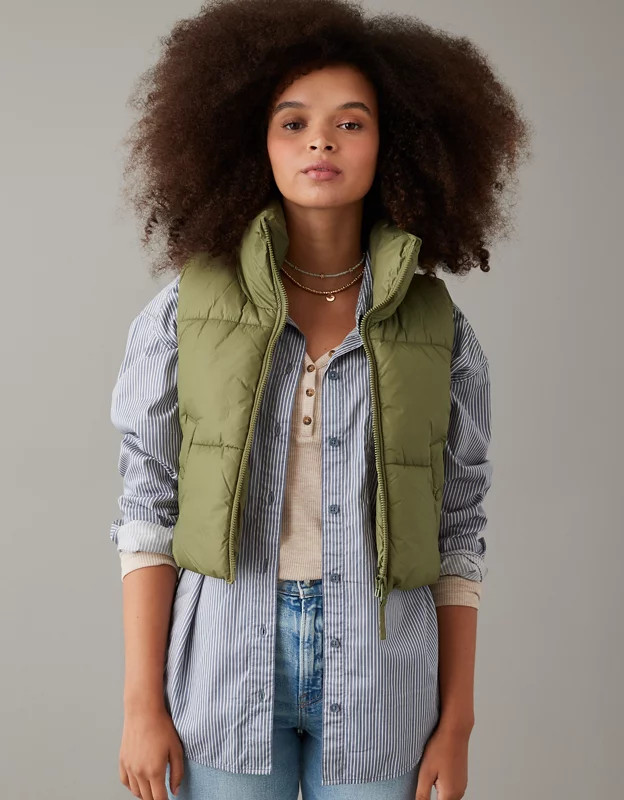 AE Cropped Puffer Vest | American Eagle Outfitters (US & CA)