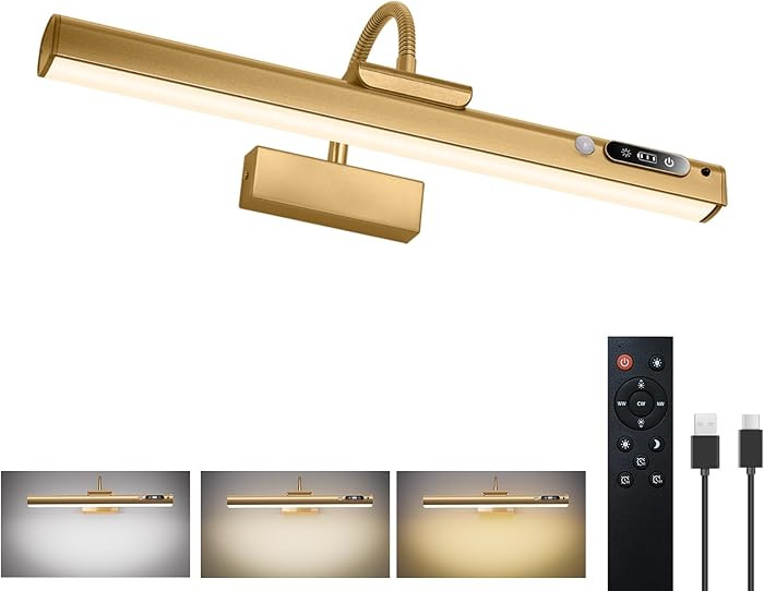 15.7'' Picture Lights for Wall with Motion Sensor, 9000mAh Rechargeable Battery Operated Poster L... | Amazon (US)