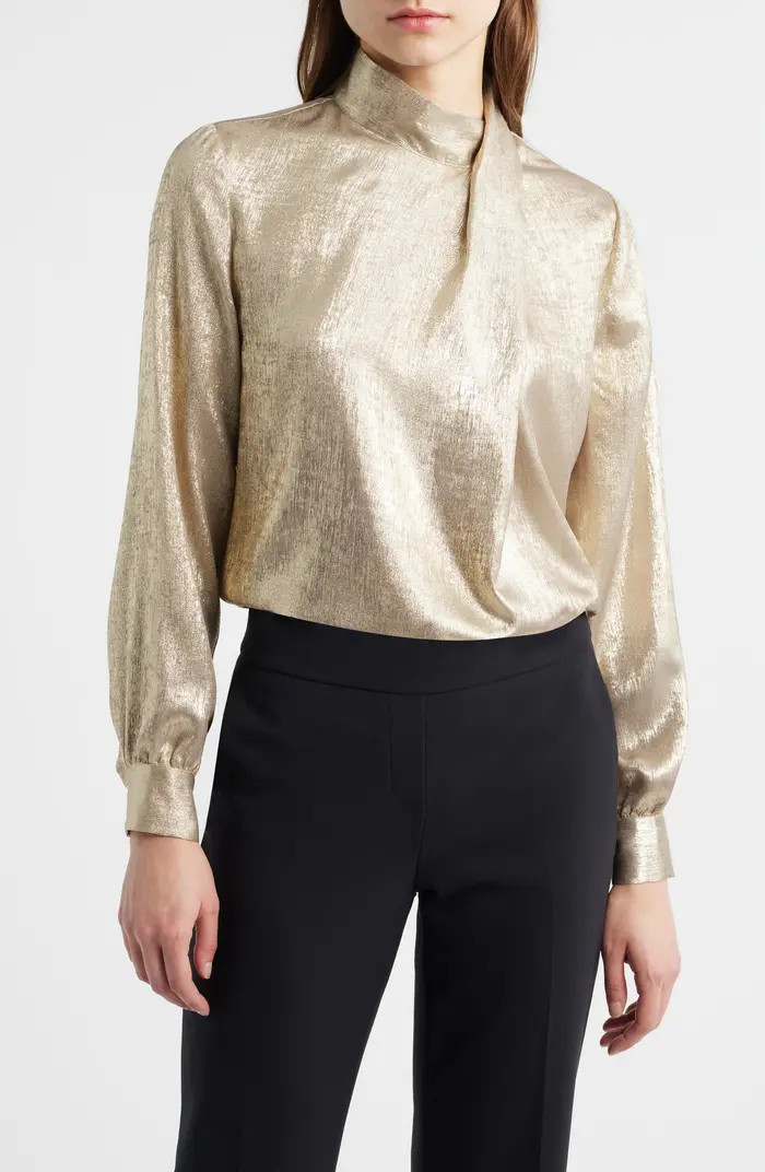 The Jaden Metallic Silk Blend Top | Nordstrom