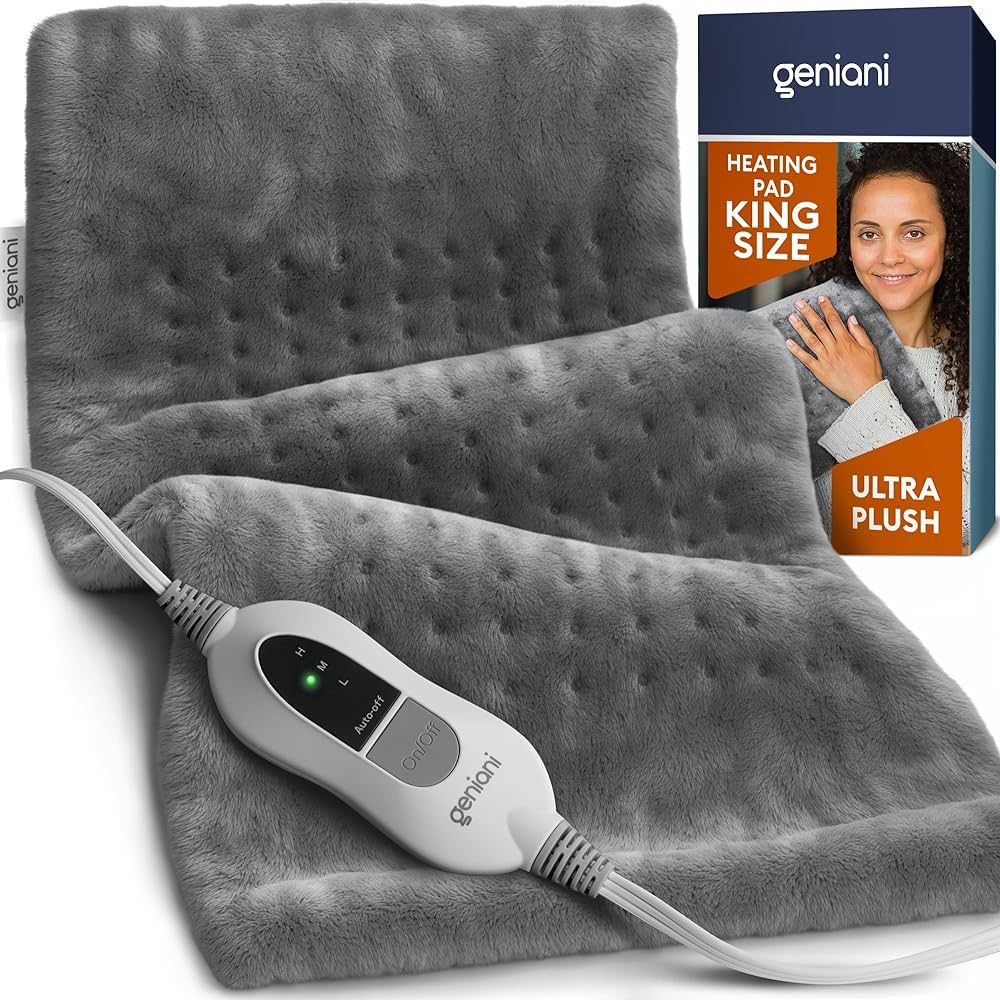 GENIANI King Size Heating Pad for Back Pain & Cramps Relief, FSA HSA Eligible, Auto Shut Off, Mac... | Amazon (US)