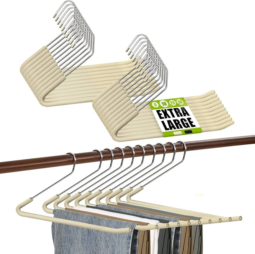 Spring Fever Open Ended Non Slip Sponge Padded Pants Hangers - Chrome Plating Foam Heavy Duty Spa... | Amazon (US)