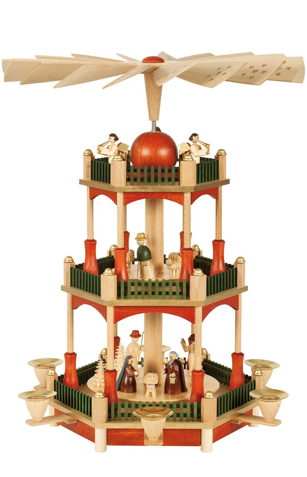 The Holiday Aisle® Richard Glaesser 3 Tiers Nativity with Stain Finish Pyramid | Wayfair | Wayfair North America