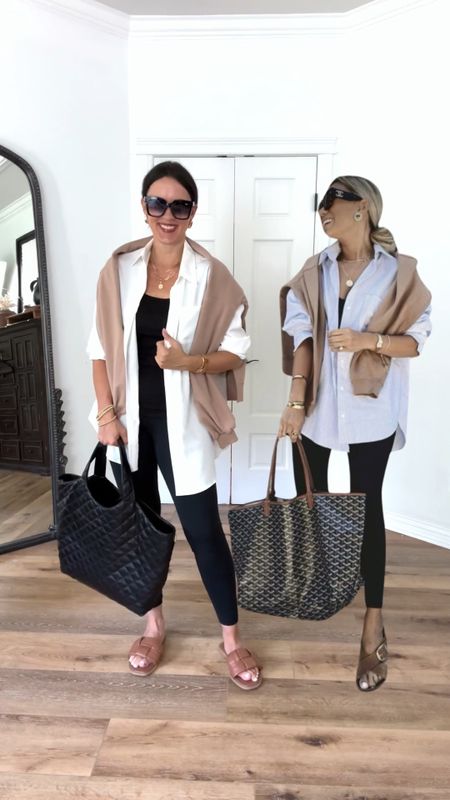 Elevated casual, summer chic Pinterest inspo. 

Sizing:
Button down-oversized, in medium
Leggings-TTS, medium 28” inseam
Sandals-TTS
Tank-small

Casual outfit | summer outfit | sandals | bottega woven bag | quay sunglasses | oversized shirt | preppy 

#LTKOver40 #LTKStyleTip #LTKFindsUnder50