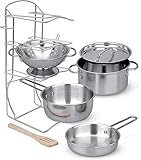 Click N' Play Stainless Steel Cookware Pots and Pans with Pot Rack Organizer and Cooking Utensil Pre | Amazon (US)