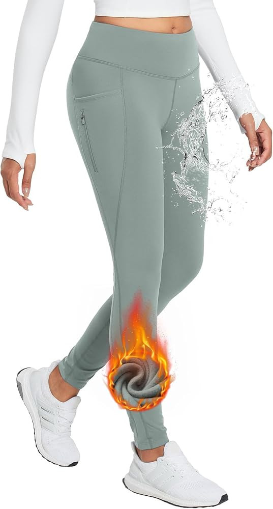 BALEAF 25''/30'' Women's Fleece Lined Leggings Water Resistant High Waist Winter Running Hiking P... | Amazon (US)