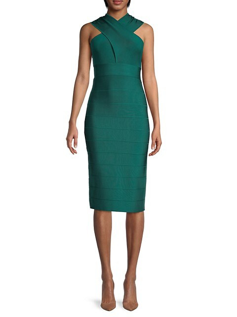 Herve Leger Crisscross-Bodice Bandage Dress on SALE | Saks OFF 5TH | Saks Fifth Avenue OFF 5TH