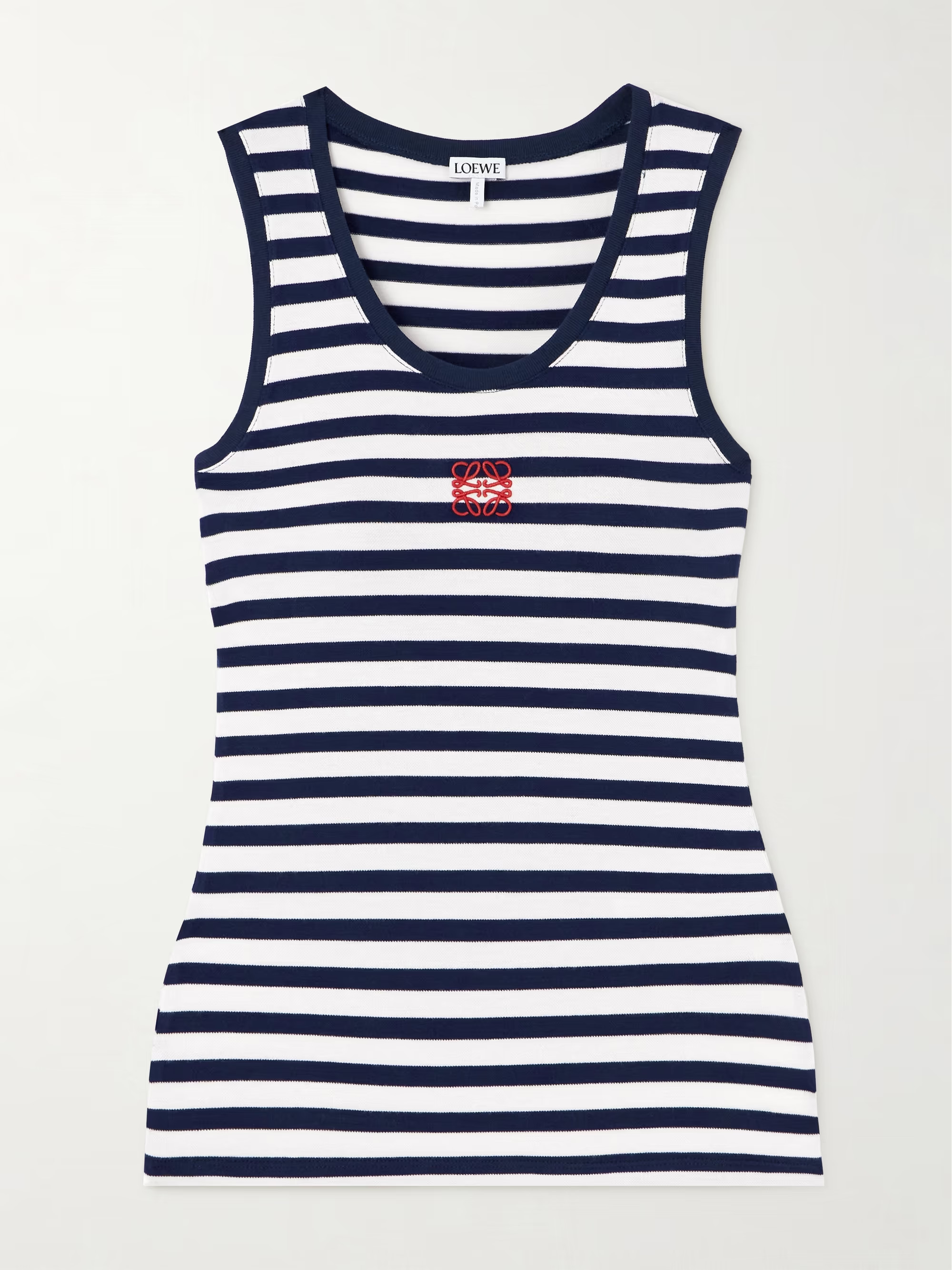 Anagram embroidered striped stretch-jersey top | NET-A-PORTER (US)