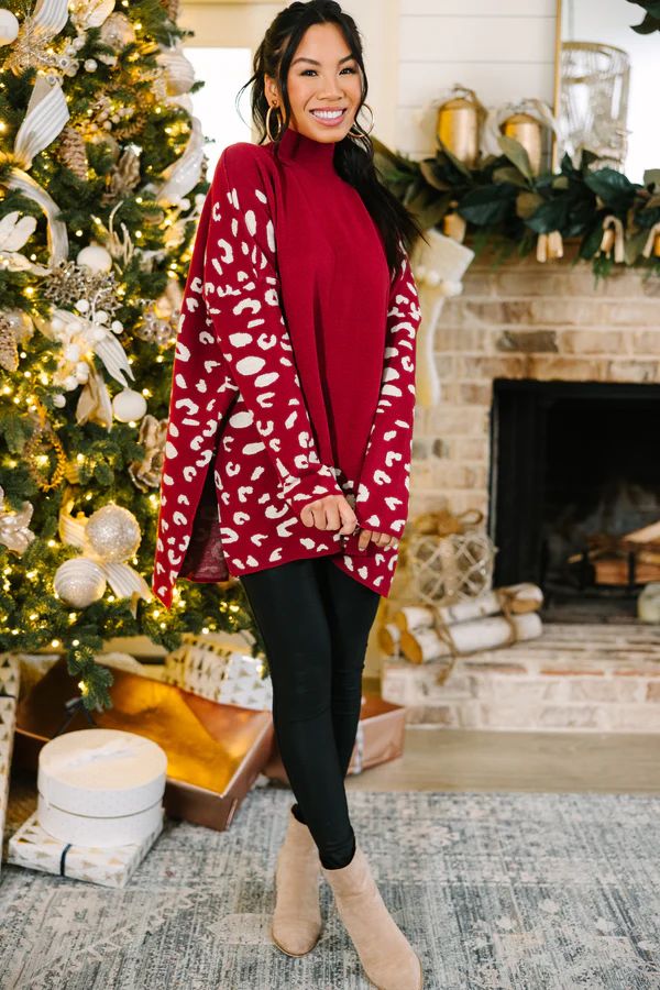 All In Theory Red Leopard Sweater Tunic | The Mint Julep Boutique