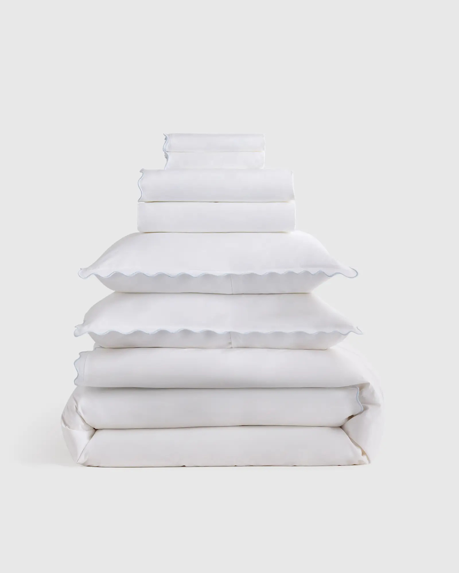 Classic Organic Percale Scallop Deluxe Bedding Bundle | Quince