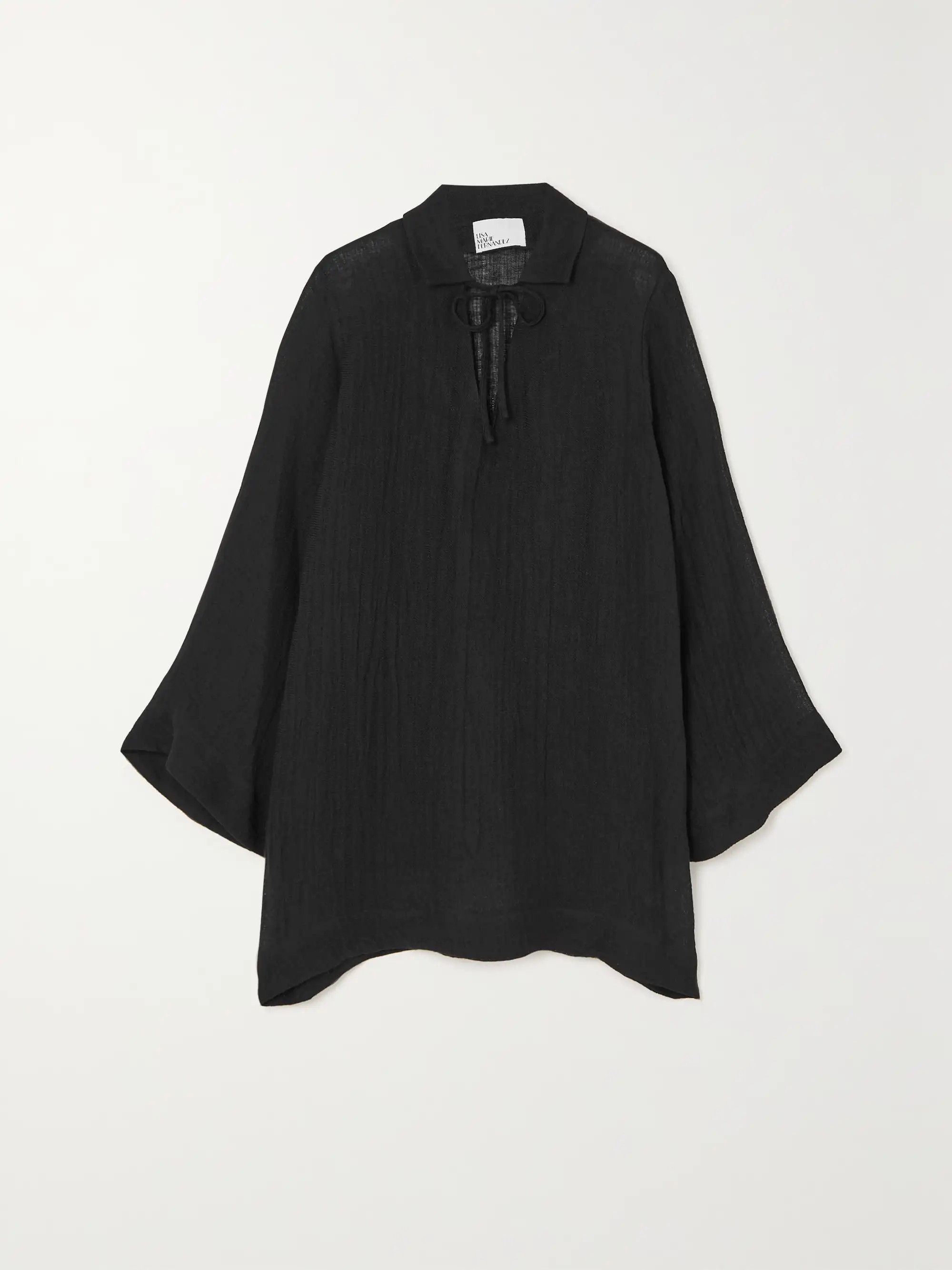 LISA MARIE FERNANDEZ+ NET SUSTAIN tie-detailed crinkled linen-blend tunic | NET-A-PORTER (US)
