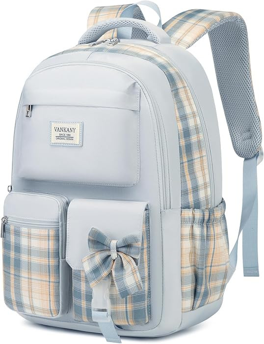 School Backpack for Teen Girls, Cute Bookbag Laptop Bag for Middle School Highschool College Women, Student Backpack Morral Escolar Niña (Blue) | Amazon (US)
