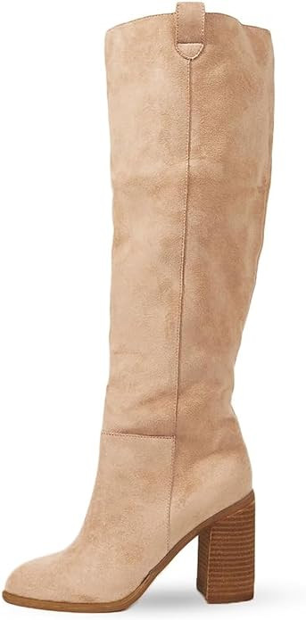 Erocalli Suede Knee-High Boots Fall Boot For Women Chunky Block High Heel Slouch Fashion Boot Rou... | Amazon (US)