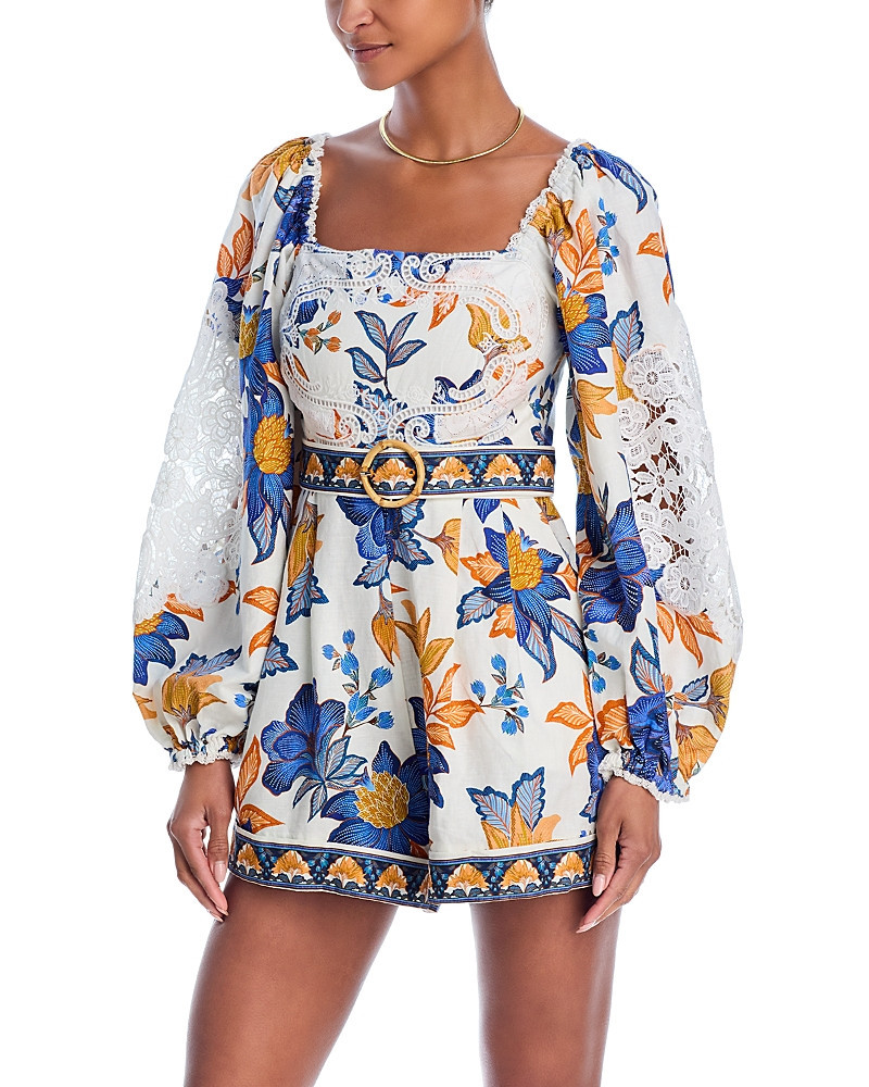 Farm Rio Lace Trim Romper | Bloomingdale's (US)