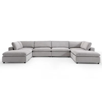 Nuccio 8-Piece Minimalist Modern Soft-Upholstered Sectional With Ottoman | Wayfair North America