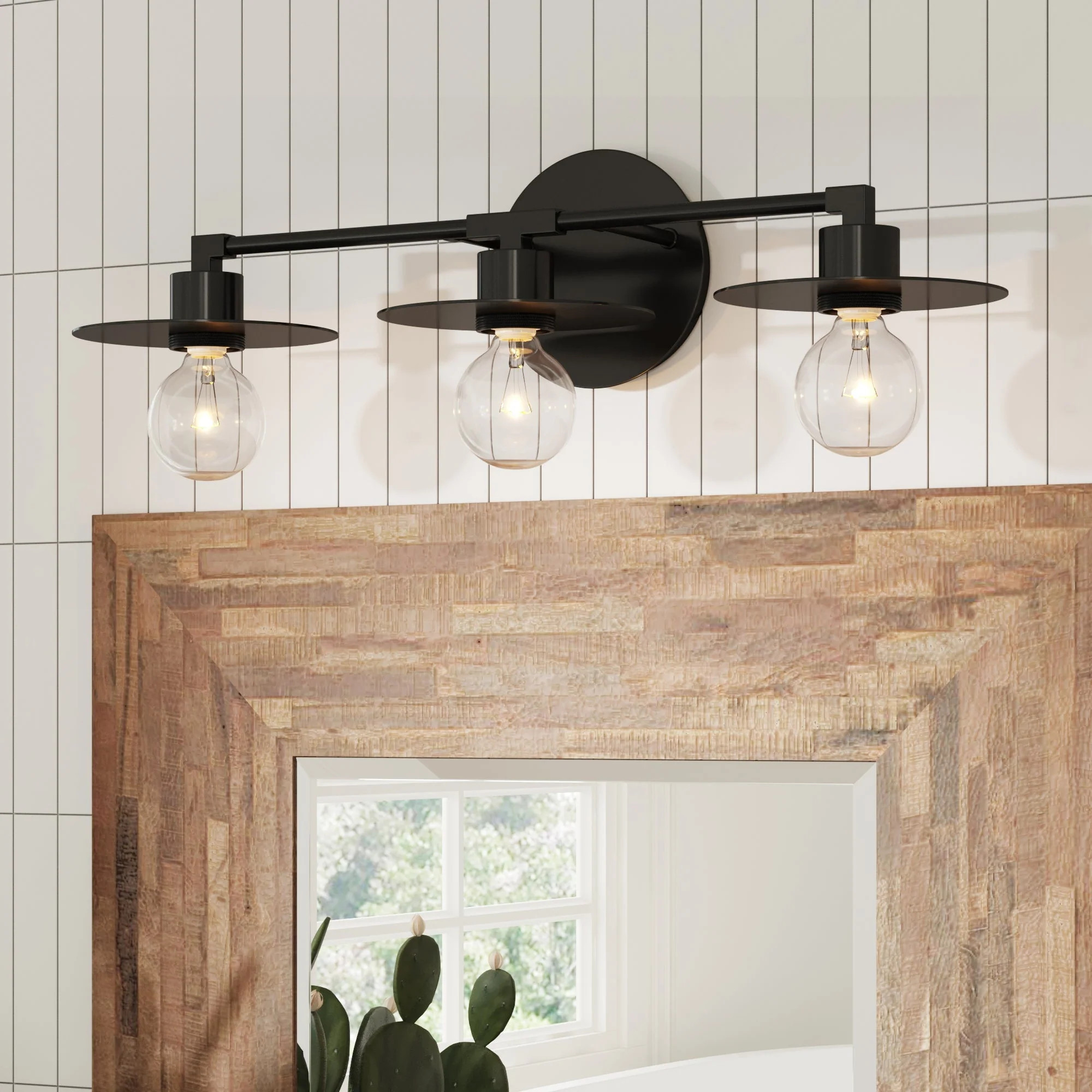 Metal 3-Bulb Bathroom Vanity Light Black | Nathan James
