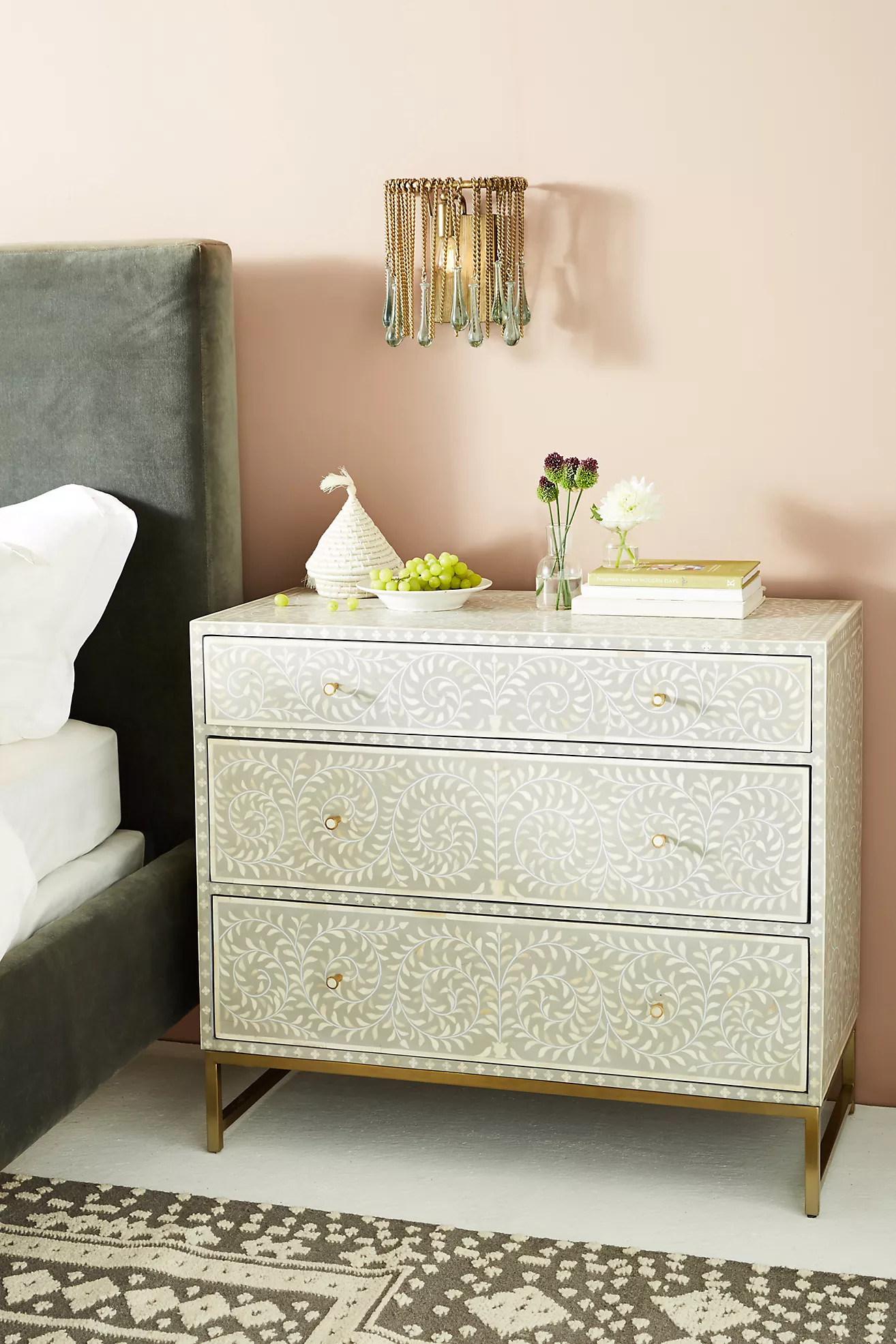 Scroll Vine Inlay Three-Drawer Dresser | Anthropologie (US)