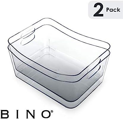 BINO Clear Plastic Storage Bin with Handles - Plastic Storage Bins for Kitchen, Cabinet, and Pant... | Amazon (US)