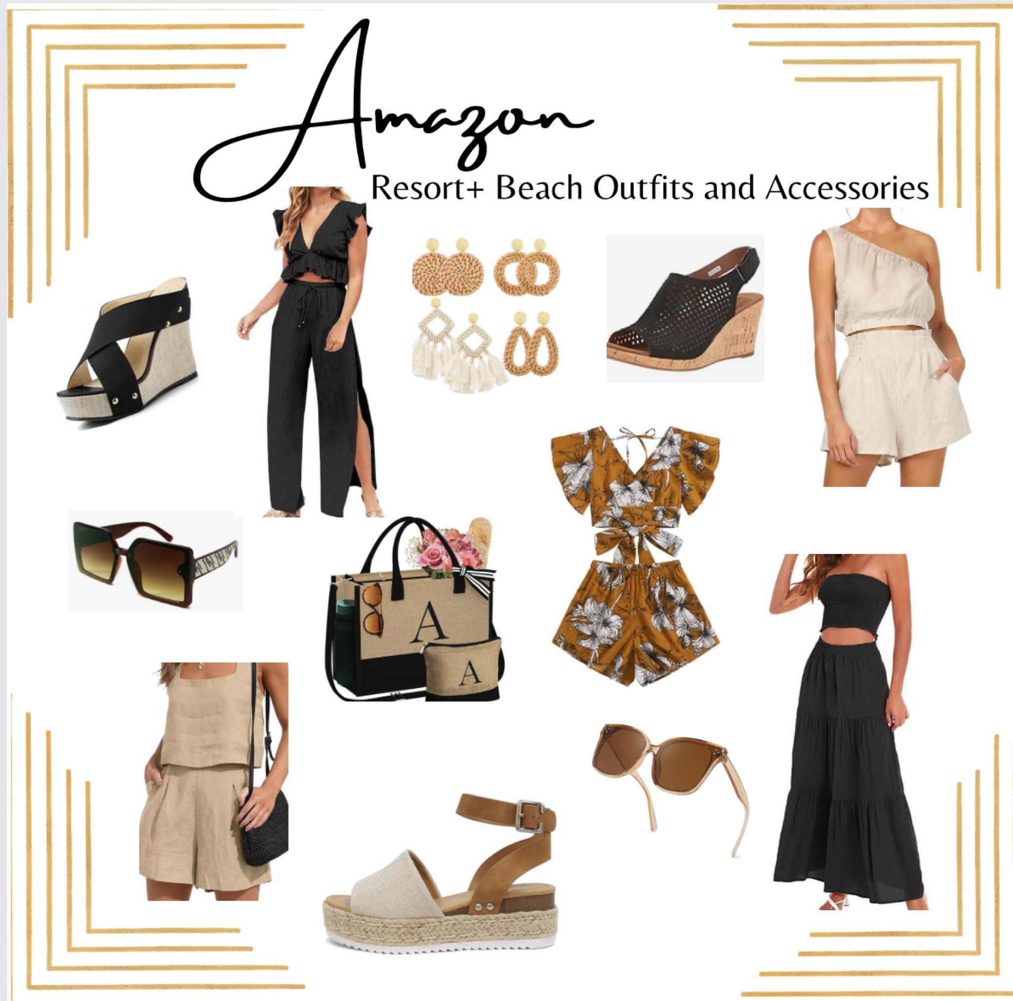 Curate a suitcase for your upcoming vacations that is full of beautiful outfits, shoes, bags and accessories! Rompers and two-piece sets are all the rage right now and make for easy packing. Comfortable wedges in 2 neutral colors that can be interchanged with various outfits is just smart packing. Add in a cute monogrammed beach bag and a couple pairs of chic sunglasses to complete your beach/resort style looks! 
#beach #resort #travel #vacation #rompers #wedges #chicoutfits 

#LTKtravel #LTKSeasonal #LTKstyletip