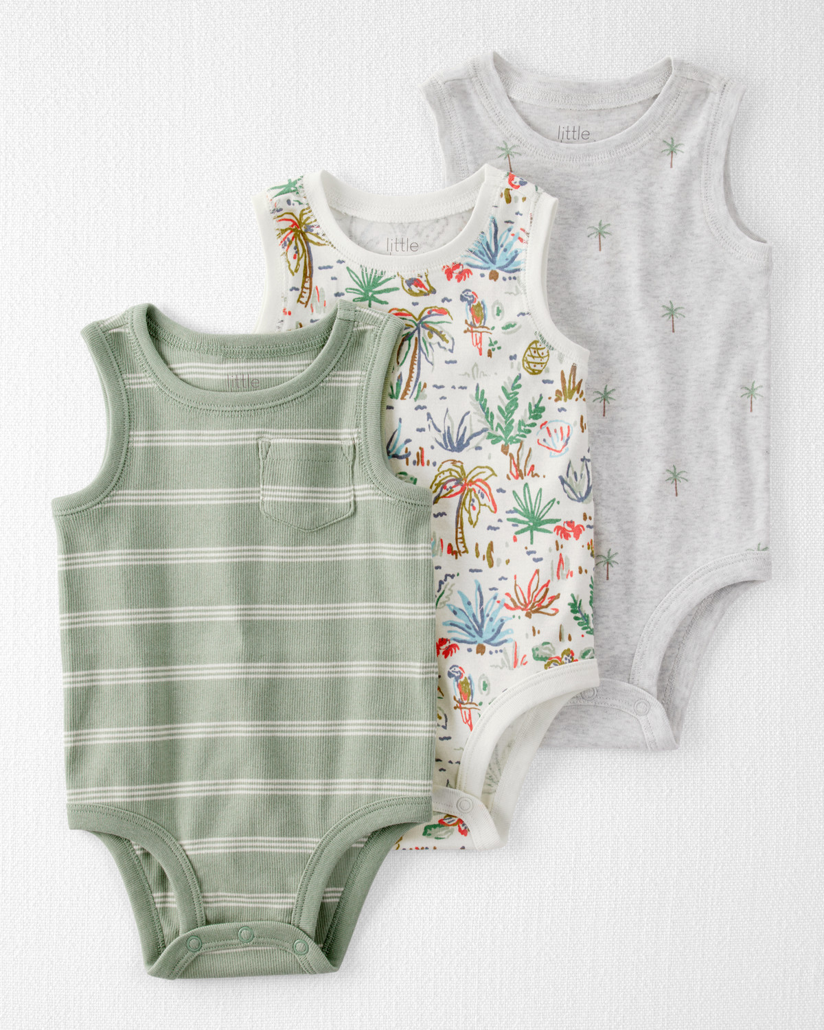 Baby 3-Pack Organic Cotton Rib Bodysuits - Little Planet | Carter's | Carter's Inc
